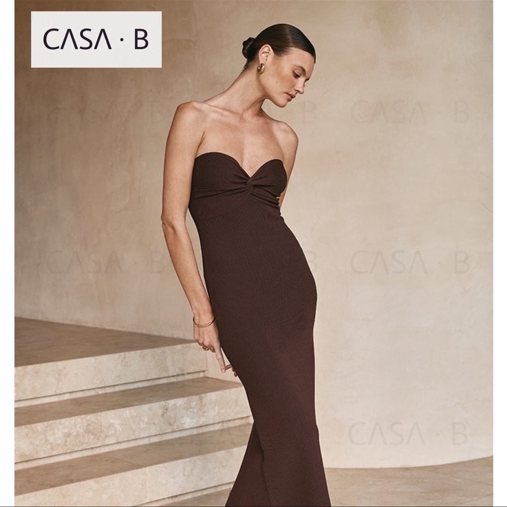 NEW to CASA B💫| Renee Twist-Front Chocolate Brown Knit Maxi Dress
